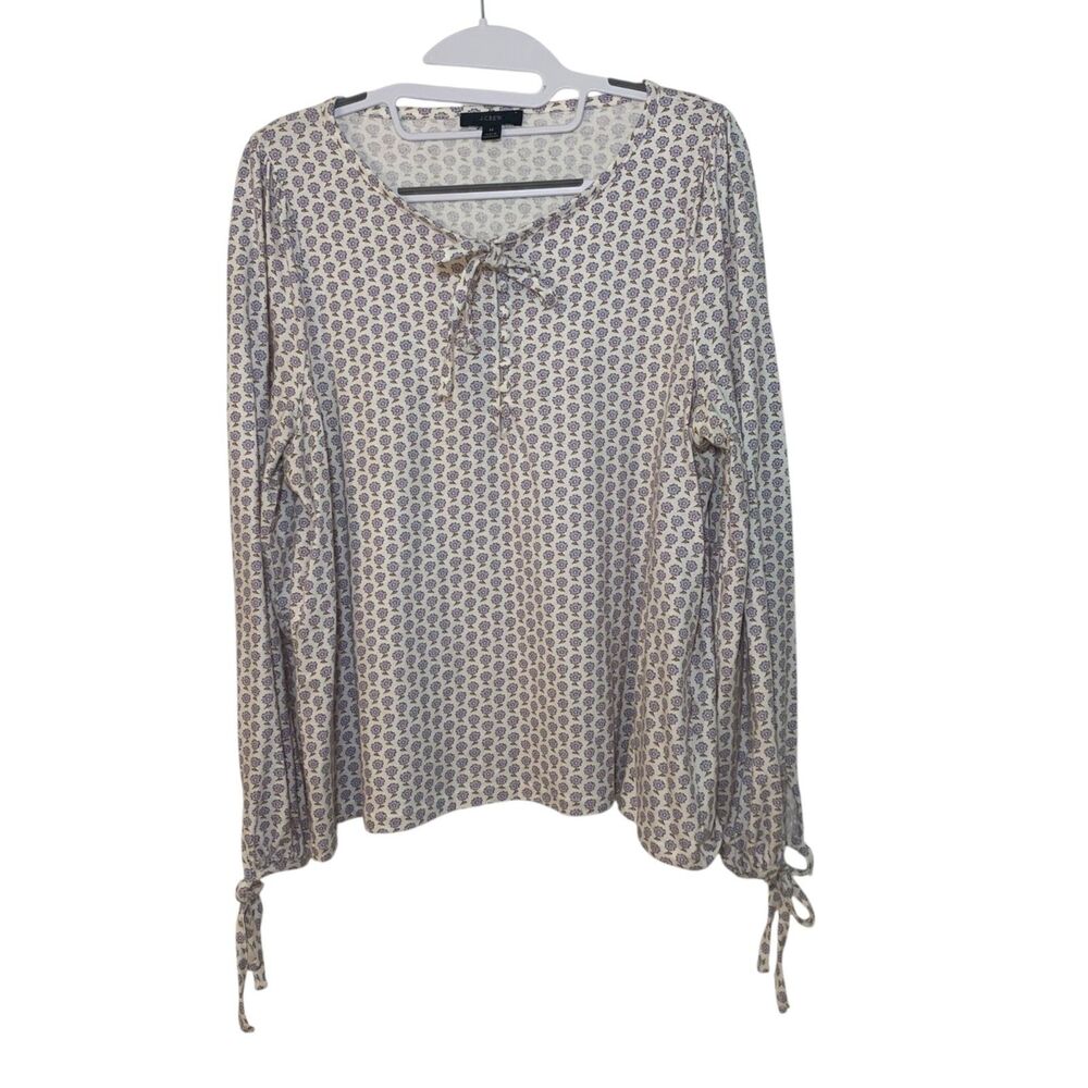 J Crew Womens Broken In Jersey Top Floral Print Peasant Shirt M Cotton Cottage